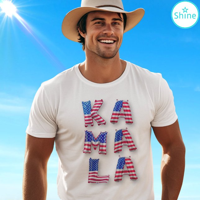 Kamala Harris Supporter USA Flag Balloon Alphabets T-Shirt (Creator Uploaded)