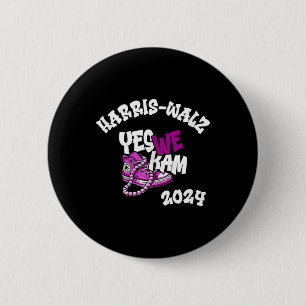Kamala Harris Tim W 2024 yes We Kam Purple White T Button