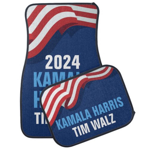 Kamala Harris Tim Walz 2024 Blue Democrat Car Floor Mat