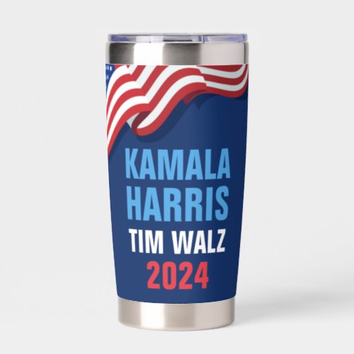 Kamala Harris Tim Walz 2024 Blue Democrat Insulated Tumbler