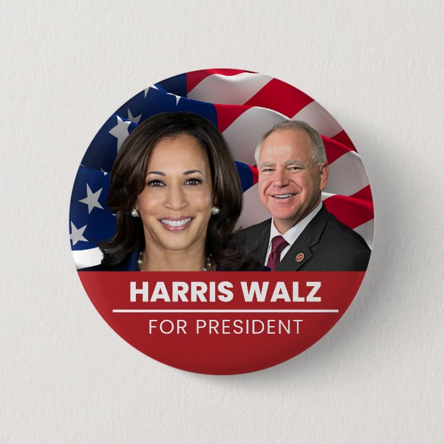 Kamala Harris Tim Walz 2024 Button (Front)