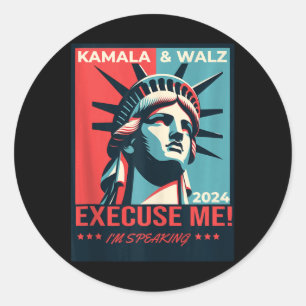 Kamala Harris Tim Walz 2024 Election Classic Round Sticker