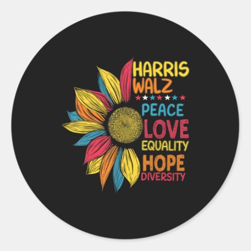 Kamala Harris Tim Walz 2024 Peace Lgbt Harris Walz Classic Round Sticker