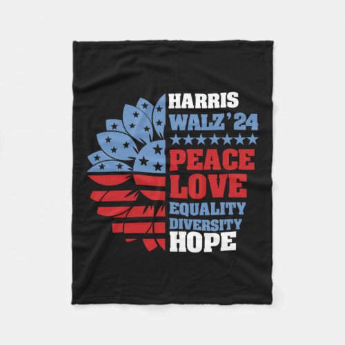 Kamala Harris Tim Walz 2024 Peace Lgbt Harris Walz Fleece Blanket