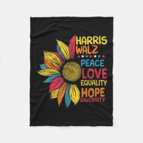 Kamala Harris Tim Walz 2024 Peace Lgbt Harris Walz Fleece Blanket