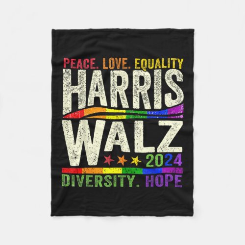 Kamala Harris Tim Walz 2024 Peace Lgbt Harris Walz Fleece Blanket