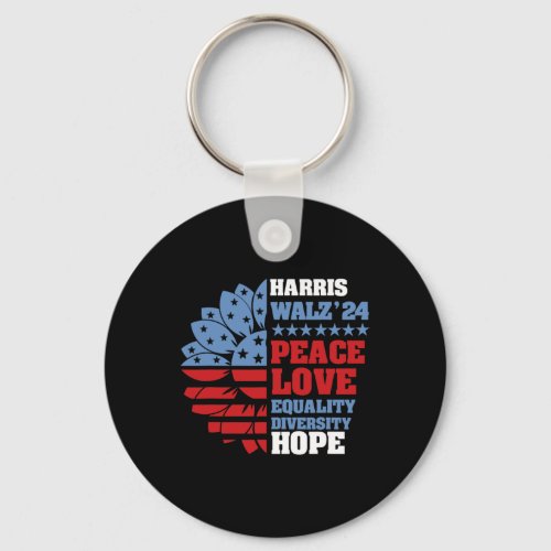 Kamala Harris Tim Walz 2024 Peace Lgbt Harris Walz Keychain