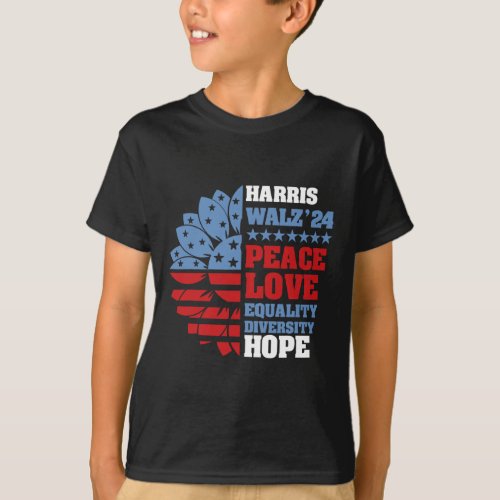 Kamala Harris Tim Walz 2024 Peace Lgbt Harris Walz T_Shirt