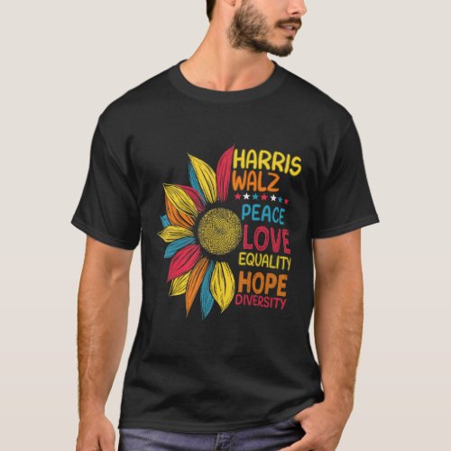 Kamala Harris Tim Walz 2024 Peace Lgbt Harris Walz T_Shirt