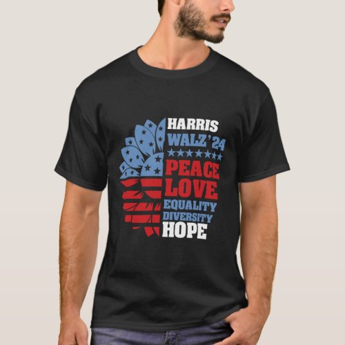 Kamala Harris Tim Walz 2024 Peace Lgbt Harris Walz T_Shirt