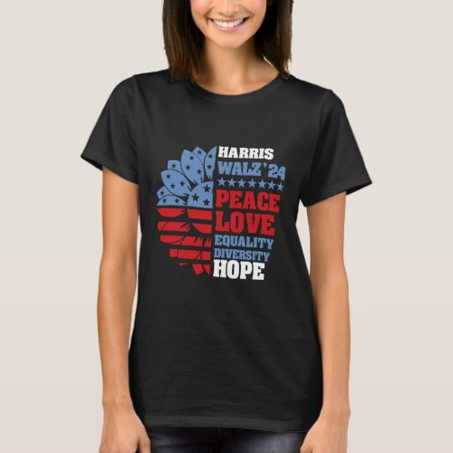 Kamala Harris Tim Walz 2024 Peace Lgbt Harris Walz T_Shirt