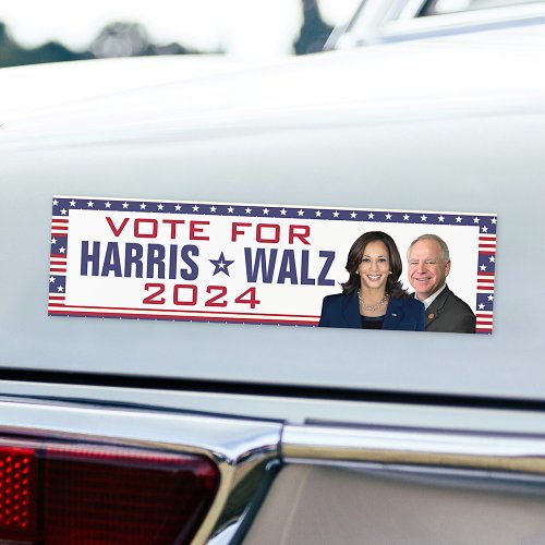 Kamala Harris Tim Walz 2024 President Vice Photos Bumper Sticker