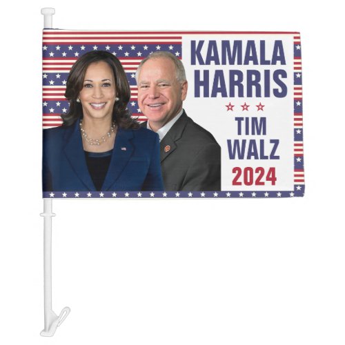 Kamala Harris Tim Walz 2024 President Vice Photos Car Flag