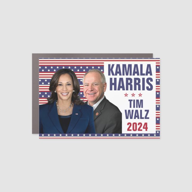 Kamala Harris Tim Walz 2024 President Vice Photos Car Magnet (Front)