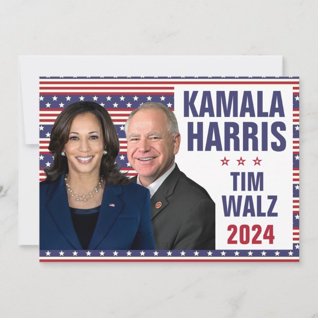 Kamala Harris Tim Walz 2024 President Vice Photos Invitation (Front)