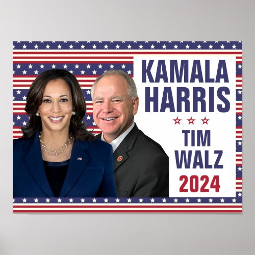 Kamala Harris Tim Walz 2024 President Vice Photos Poster