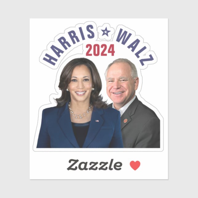 Kamala Harris Tim Walz 2024 President Vice Photos Sticker (Sheet)