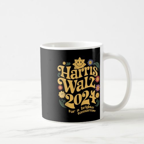 Kamala Harris Tim Walz 2024 _ Retro Hippy  Coffee Mug