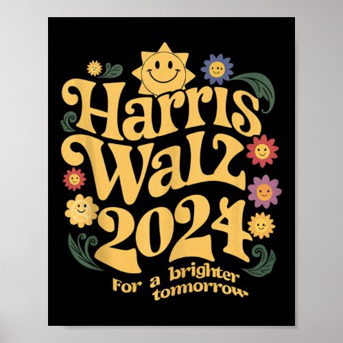 Kamala Harris Tim Walz 2024 _ Retro Hippy  Poster