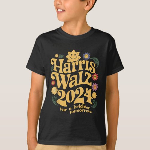 Kamala Harris Tim Walz 2024 _ Retro Hippy  T_Shirt