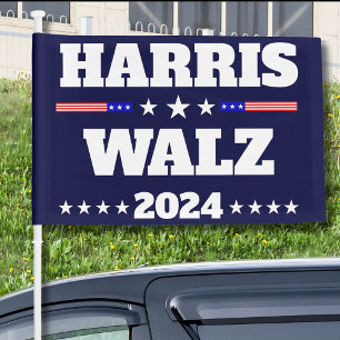 Kamala Harris Tim Walz 2024 US President Campaign Car Flag