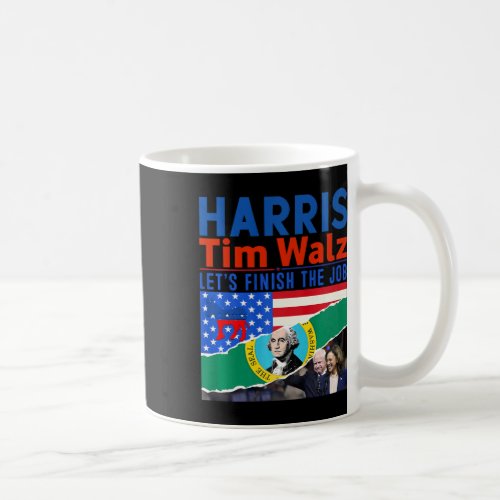 Kamala Harris Tim Walz 2024 Us States Flag Washing Coffee Mug