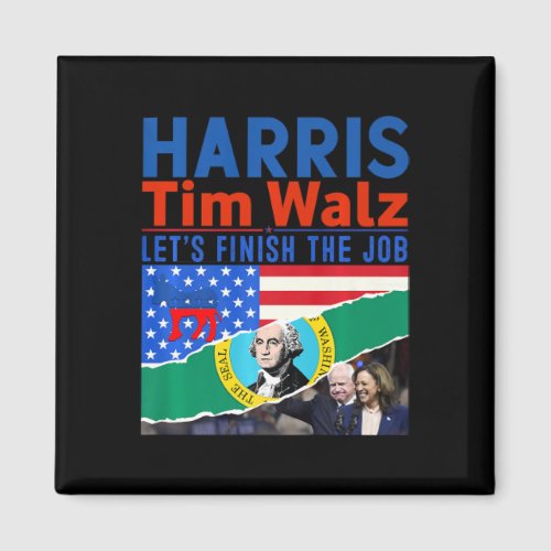 Kamala Harris Tim Walz 2024 Us States Flag Washing Magnet