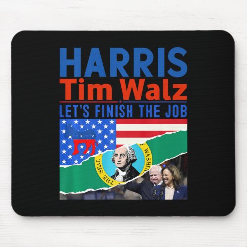 Kamala Harris Tim Walz 2024 Us States Flag Washing Mouse Pad