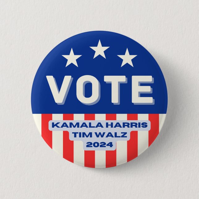 Kamala Harris - Tim Walz Circle Button (Front)