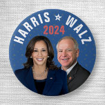 Kamala Harris Tim Walz President Vice 2024 Photos Button<br><div class="desc">This design says,  "Kamala Harris / Tim Walz 2024" and includes a photograph of Kamala Harris and Tim Walz in front of a blue background with a light star pattern | Political election gear for Democrats | United States campaign merchandise | Check out more Harris merch here: https://www.zazzle.com/store/politicaltheatre/products?dp=252536702459719117&cg=196747433535254757&ps=204</div>