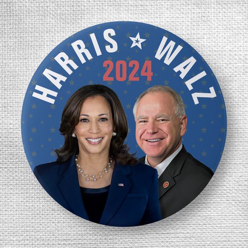 Kamala Harris Tim Walz President Vice 2024 Photos Button