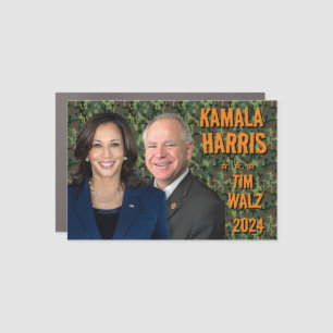 Kamala Harris Tim Walz President Vice Photos Camo Car Magnet
