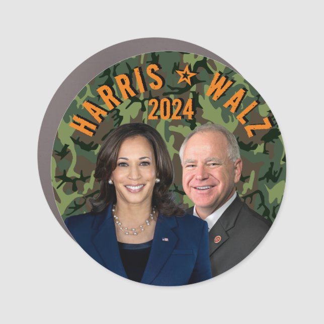 Kamala Harris Tim Walz President Vice Photos Camo Car Magnet (Front)