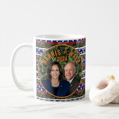 Kamala Harris Tim Walz President Vice Photos Camo Coffee Mug