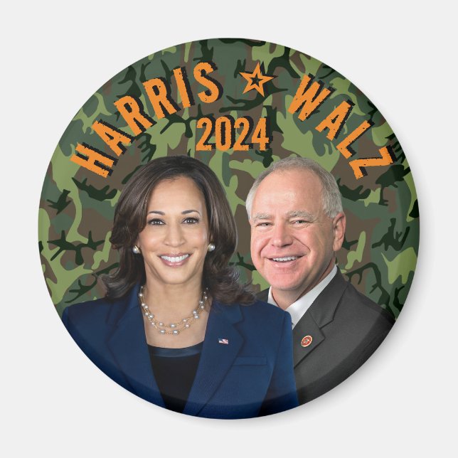Kamala Harris Tim Walz President Vice Photos Camo Magnet (Front)