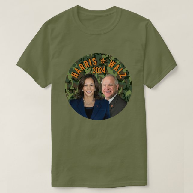 Kamala Harris Tim Walz President Vice Photos Camo T-Shirt (Design Front)
