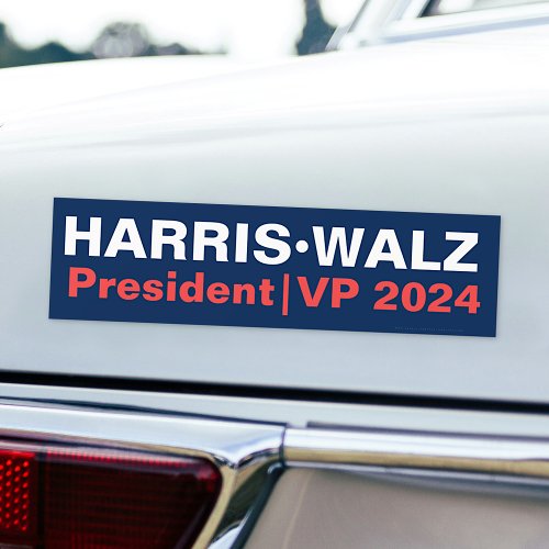 Kamala Harris Tim Walz President  Vice Pres 2024 Bumper Sticker