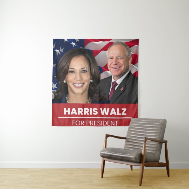 Kamala Harris Tim Walz  Tapestry (In Situ)