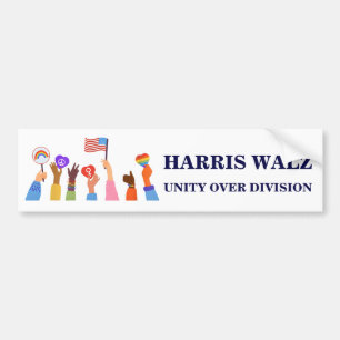 Kamala Harris Tim Walz Unity Over Division Bumper Sticker