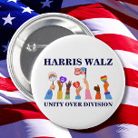 Kamala Harris Tim Walz Unity Over Division Button<br><div class="desc">Harris Waltz 2024 Unity Over Division</div>