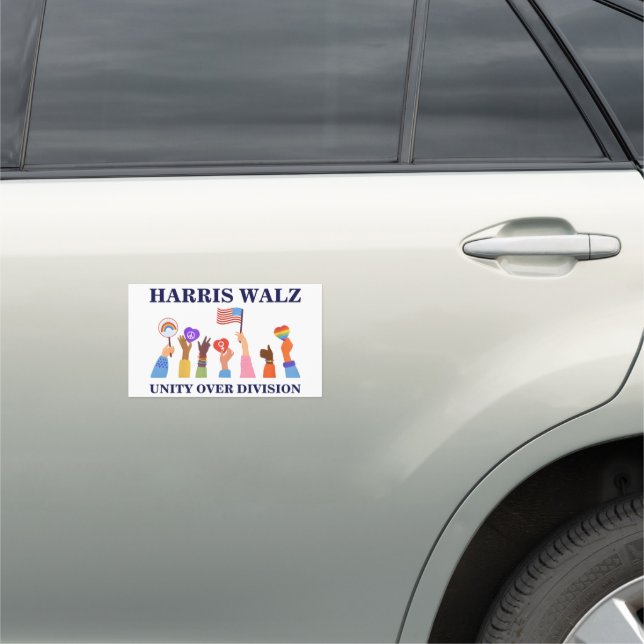 Kamala Harris Tim Walz Unity Over Division Car Magnet (In Situ)