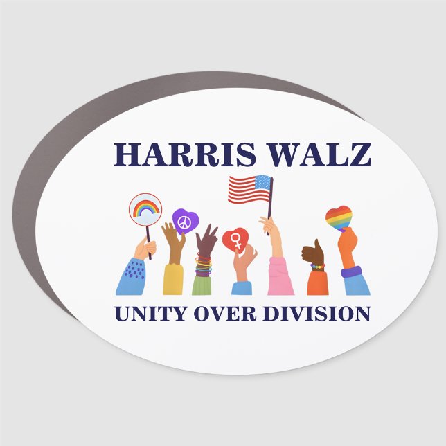 Kamala Harris Tim Walz Unity Over Division Car Magnet (Creator Uploaded)