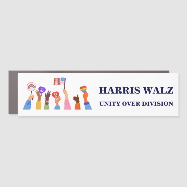 Kamala Harris Tim Walz Unity Over Division Car Magnet (Front)