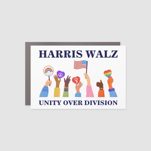 Kamala Harris Tim Walz Unity Over Division Car Magnet (Front)