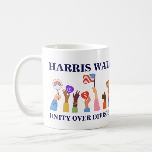 Kamala Harris Tim Walz Unity Over Division Coffee Mug