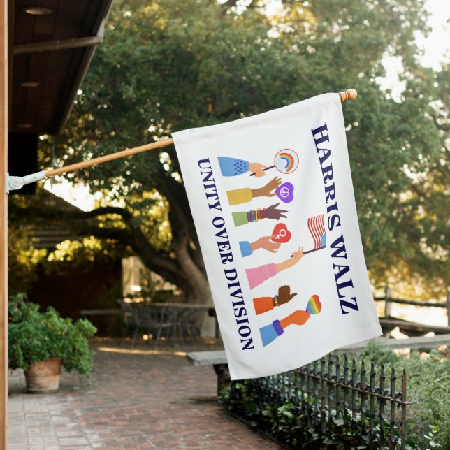 Kamala Harris Tim Walz Unity Over Division House Flag (In SItu)