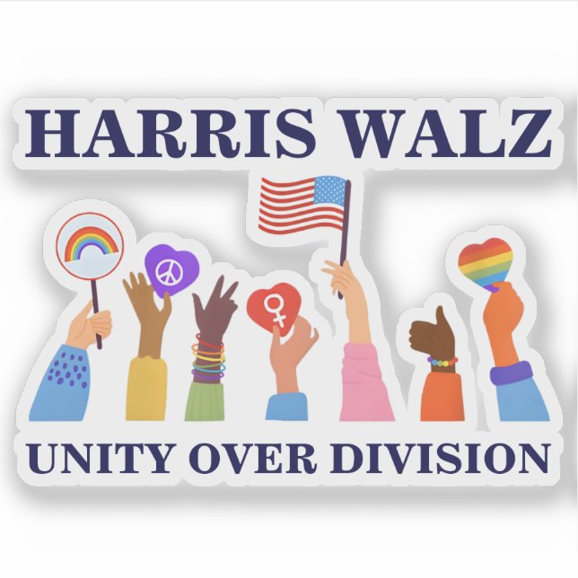 Kamala Harris Tim Walz Unity Over Division Sticker (Front)