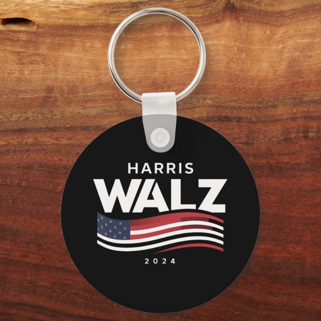Kamala Harris Tim Walz Waltz 2024 Election Keychain (Front)