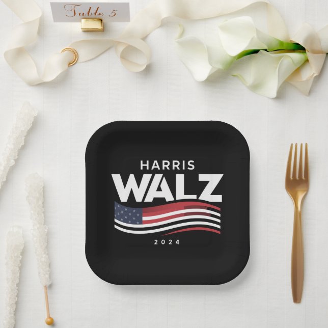 Kamala Harris Tim Walz Waltz 2024 Election Paper Plates (Wedding)