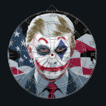 KAMALA HARRIS: "TRUMP IS SO UNSERIOUS DART BOARD<br><div class="desc">Inspired by Kamala Harris's DNC speech, this design playfully jabs at Donald Trump by depicting him as an older clown in a suit, standing in front of a tattered American flag, symbolizing the perceived damage done to the nation during his tenure. The striking imagery, combining humor with serious critique, makes...</div>